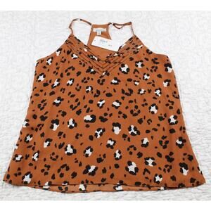 NWT Allison Joy Leopard Racerback spaghetti strap cami with adjustable straps